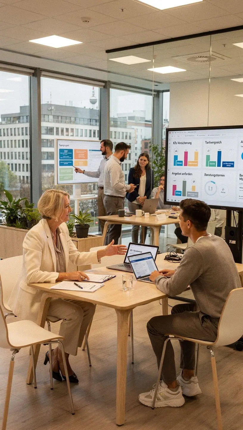 Ein Auto fährt sicher auf der Autobahn, symbolisiert durch Versicherungsschutz und regelmäßige Wartung